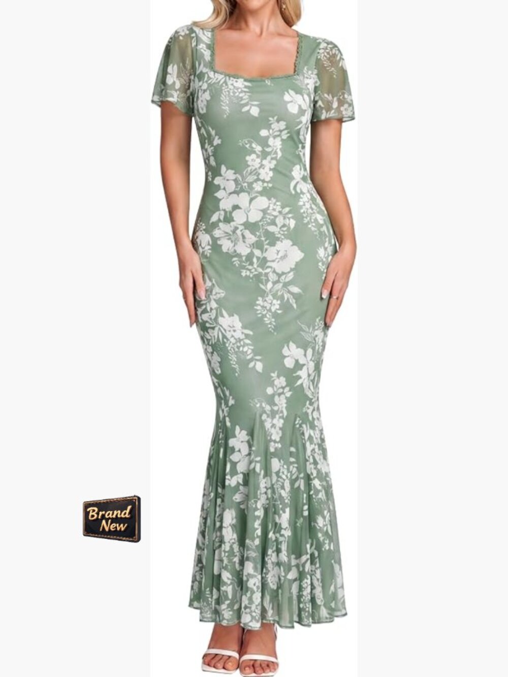 Floral Fit & Flare Maxi Dress with Short Sleeves for Summer Weddings